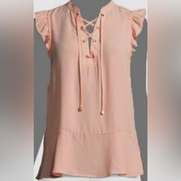 MICHAEL Michael Kors Tops - Michael Kors Lace Up Pink Blouse